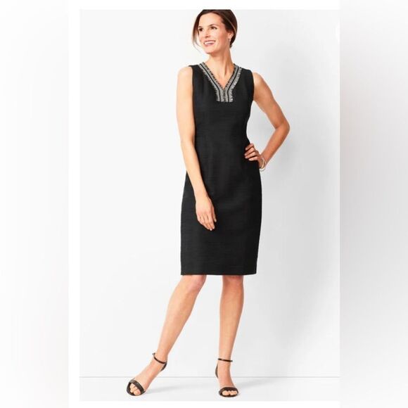 Talbots Size Tweed Fringe Shift Dress Cotton Blend 2 petite - Picture 1 of 5